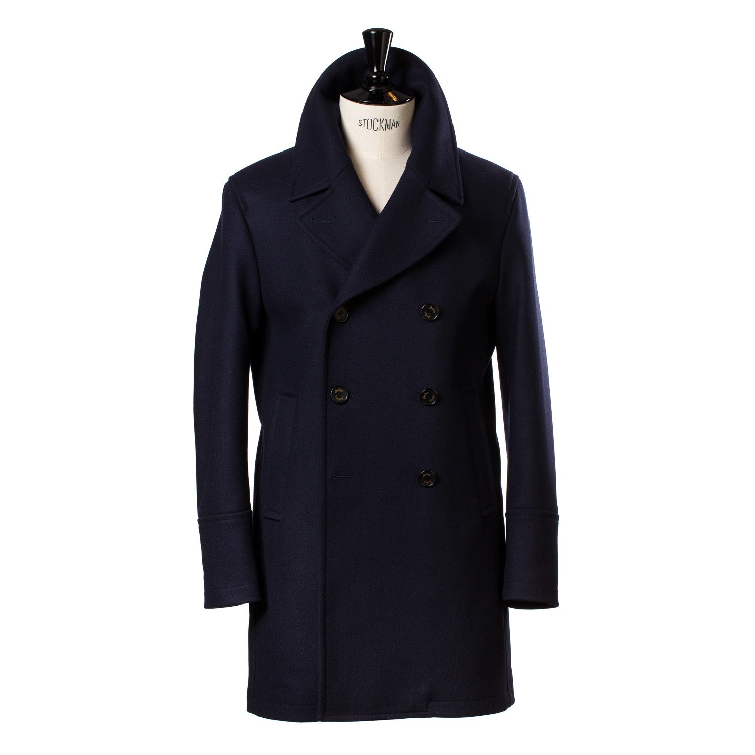 Sealup x MJ: Dunkelblauer Long-Peacoat "Genova" aus reiner Wolle - Iconic Sealup